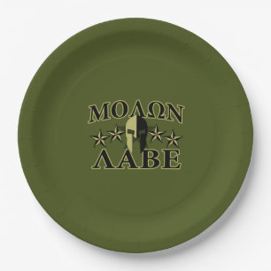 Molon Labe Spartan 5 sterren Olive Green Papieren Bordje