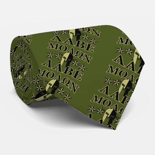 Molon Labe Spartan 5 sterren Olive Green Stropdas (Opgerold)