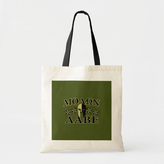 Molon Labe Spartan 5 sterren Olive Green Tote Bag (Voorkant)