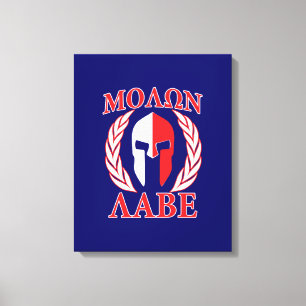 Molon Labe Spartan Armor Laurels Navy Blue Canvas Afdruk