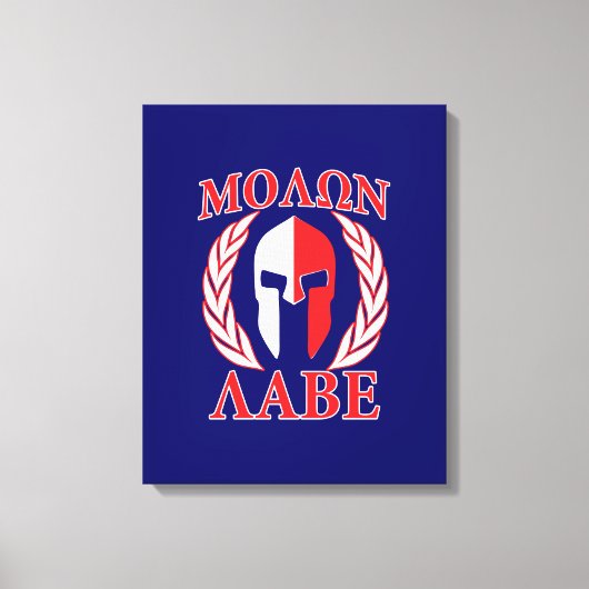 Molon Labe Spartan Armor Laurels Navy Blue Canvas Afdruk (Voorkant)