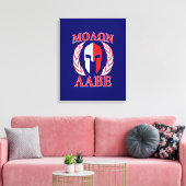 Molon Labe Spartan Armor Laurels Navy Blue Canvas Afdruk (Insitu (Woonkamer))