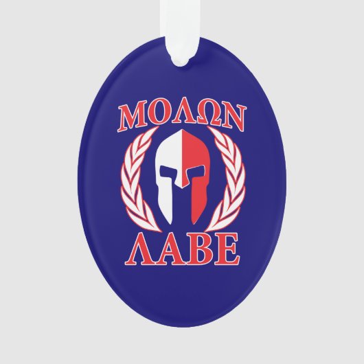 Molon Labe Spartan Armor Laurels Navy Blue Ornament (voorkant)