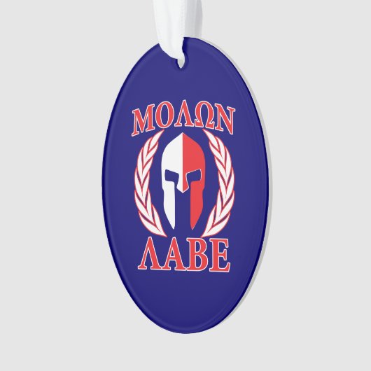 Molon Labe Spartan Armor Laurels Navy Blue Ornament (voorkant)