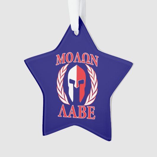 Molon Labe Spartan Armor Laurels Navy Blue Ornament (voorkant)