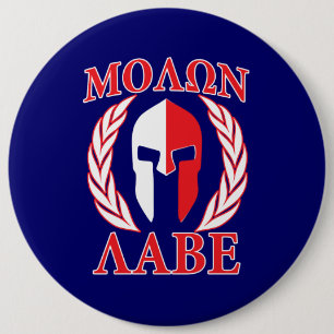 Molon Labe Spartan Armor Laurels Navy Blue Ronde Button 6,0 Cm