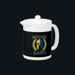 Molon Labe Spartan Armor Laurels Yellow Blue Decor Theepot<br><div class="desc">Een vette Spartaanse krijger armor Molon Labe laadt de uitdrukking van het masker op een geel en blauw grafisch accentgedrukte decor voor een fijn idee van een aangepast cadeautje. Kom ze halen! Gebruik de verbinding "Vraag deze Ontwerper"om ons met uw speciale ontwerpverzoeken of voor wat hulp met om het even...</div>