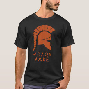 "Molon Labe" Spartan defiance met antieke helm T-shirt