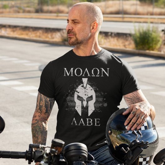 Molon Labe Spartan Helm Kom en neem ze 2A T-shirt