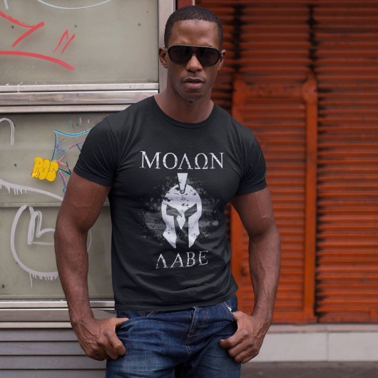 Molon Labe Spartan Helm Kom en neem ze 2A T-shirt