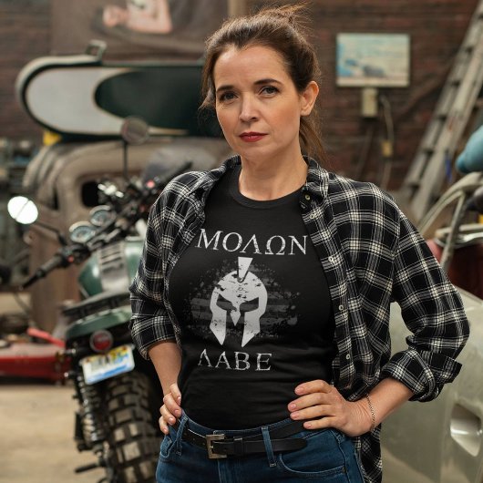 Molon Labe Spartan Helm Kom en neem ze 2A T-shirt