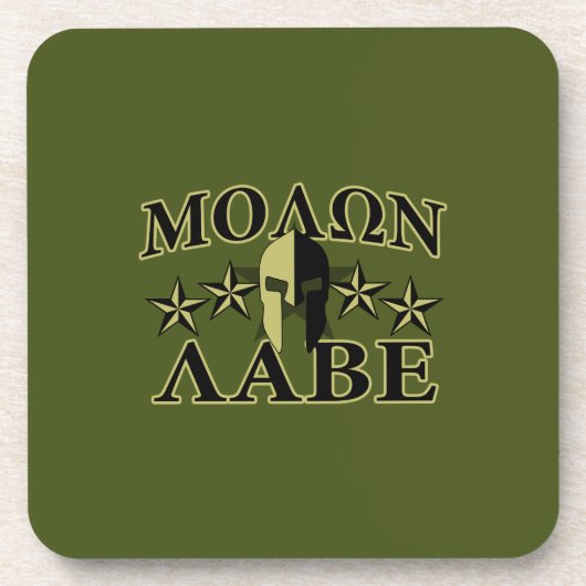 Molon Labe Spartan Helmet 5 sterren Drankjes Onderzetter (Voorkant)