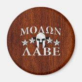 Molon Labe Spartan Helmet 5 sterren Mahogany Style Magneet (Voorkant)