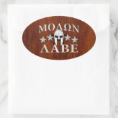 Molon Labe Spartan Helmet 5 sterren Mahogany Style Ovale Sticker (Tas)