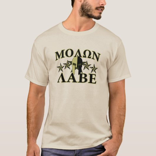 Molon Labe Spartan Helmet 5 sterren T-shirt (Voorkant)