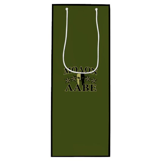 Molon Labe Spartan Helmet 5 sterren Wijn Cadeautas (Voorkant)