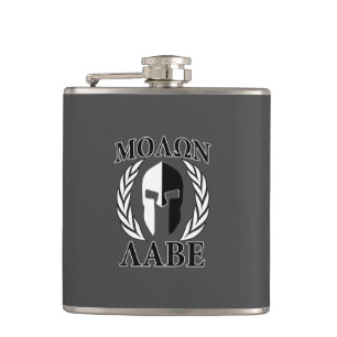 Molon Labe Spartan Helmet Laurels Black Heupfles