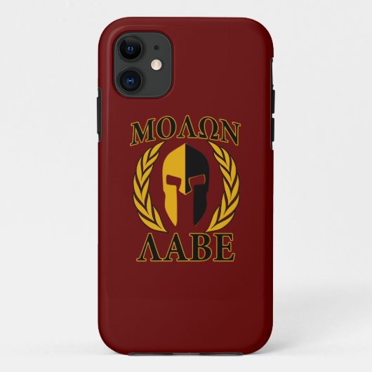 Molon Labe Spartan Helmet Laurels Burgundy Accent Case-Mate iPhone Case (Achterkant)