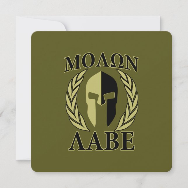 Molon Labe Spartan Helmet Laurels Olive Green (Voorkant)