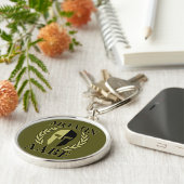 Molon Labe Spartan Helmet Laurels Olive Green Deco Sleutelhanger (Zijkant)