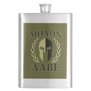 Molon Labe Spartan Helmet Laurels Olive Green Flacon