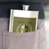 Molon Labe Spartan Helmet Laurels Olive Green Flacon (Voorbeeld)