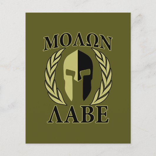 Molon Labe Spartan Helmet Laurels Olive Green Flyer (Voorkant)