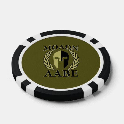 Molon Labe Spartan Helmet Laurels Olive Green Poker Chips (Enkel)