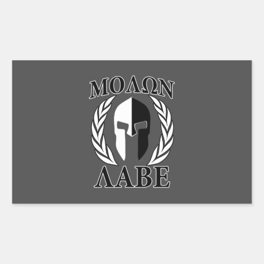 Molon Labe Spartan Helmet Laurels Rechthoekige Sticker (Voorkant)