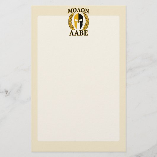 Molon Labe Spartan Helmet Laurels Warm Beige Briefpapier (Voorkant)