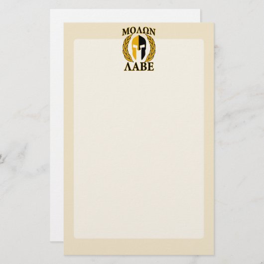 Molon Labe Spartan Helmet Laurels Warm Beige Briefpapier (Voorkant / Achterkant)