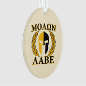 Molon Labe Spartan Helmet Laurels Warm Beige Ornament (voorkant)