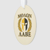 Molon Labe Spartan Helmet Laurels Warm Beige Ornament (voorkant)