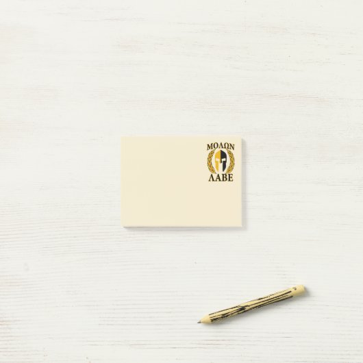 Molon Labe Spartan Helmet Laurels Warm Beige Post-it® Notes (Op bureau)