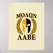 Molon Labe Spartan Helmet Laurels Warm Beige Poster (Voorkant)