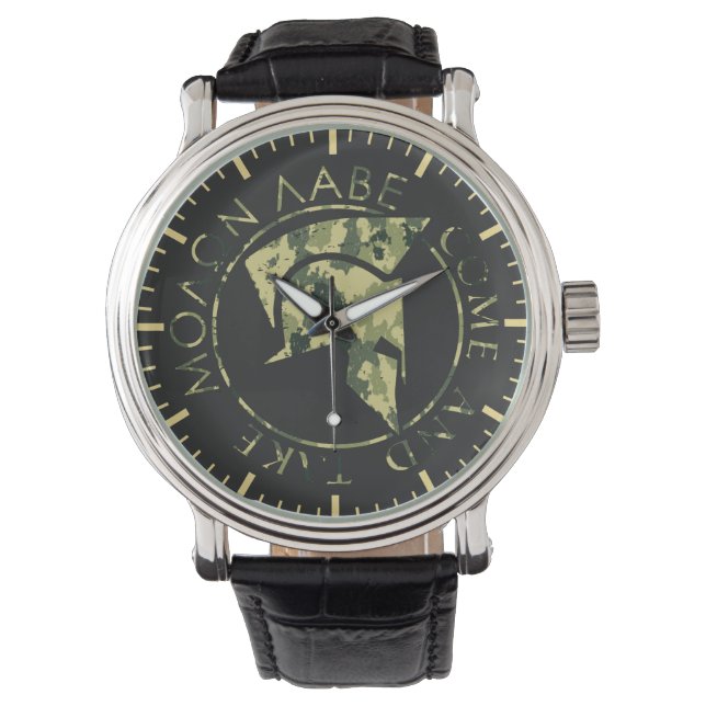 Molon Labe Spartan Helmet Militaire Camo Horloge (Voorkant)