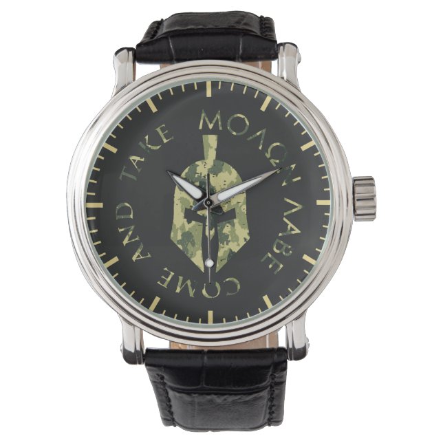 Molon Labe Spartan Helmet Militaire Camo Mannen Horloge (Voorkant)