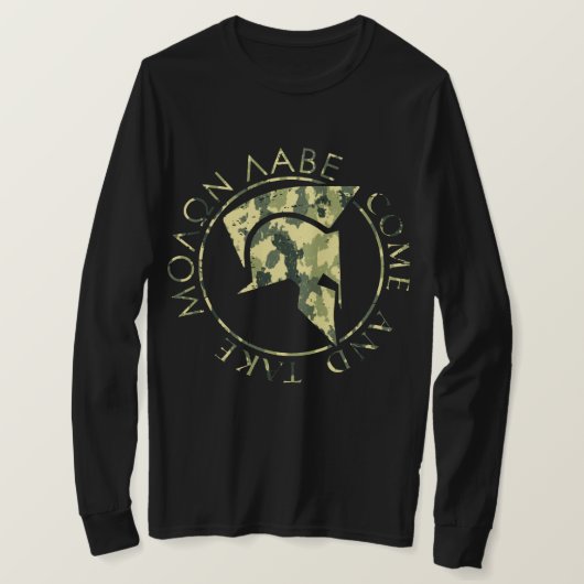 Molon Labe Spartan Helmet Militaire Camo Mannen T-shirt (Design voorkant)