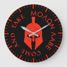 Molon Labe Spartan Helmet Red Grote Klok