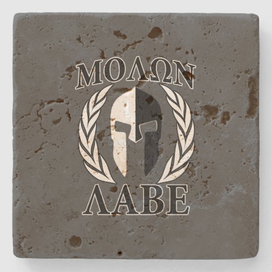 Molon Labe Spartan Helmet Warrior Laurels Graphic Stenen Onderzetter (Voorkant)