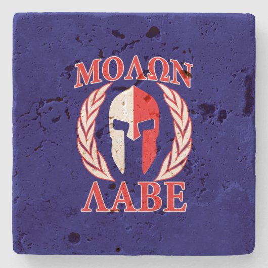 Molon Labe Spartan Helmet Warrior Laurels Graphic Stenen Onderzetter (Voorkant)