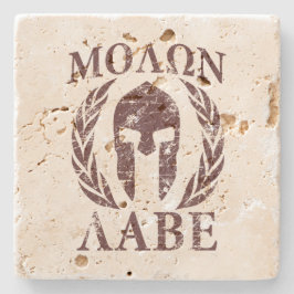 Molon Labe Spartan Helmet Warrior Laurels Stenen Onderzetter