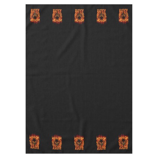 Molon Labe Spartan Hot Warrior in Fire on Black Tafelkleed (Voorkant)