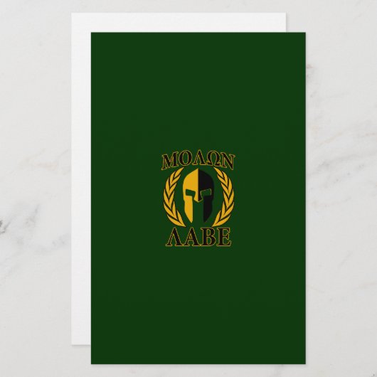 Molon Labe Spartan Laurels op Forest Green Briefpapier (Voorkant / Achterkant)