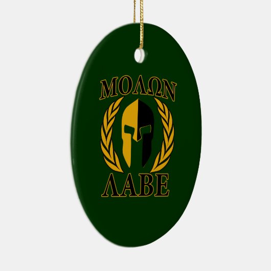Molon Labe Spartan Laurels op Forest Green Keramisch Ornament (Rechts)