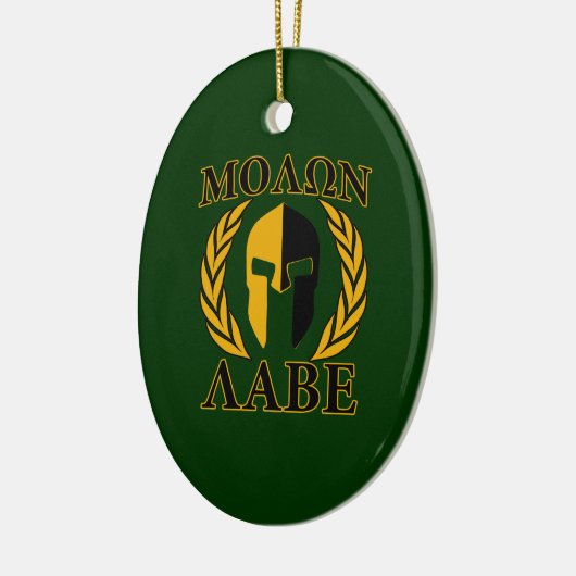 Molon Labe Spartan Laurels op Forest Green Keramisch Ornament (Links)