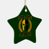 Molon Labe Spartan Laurels op Forest Green Keramisch Ornament (Rechts)