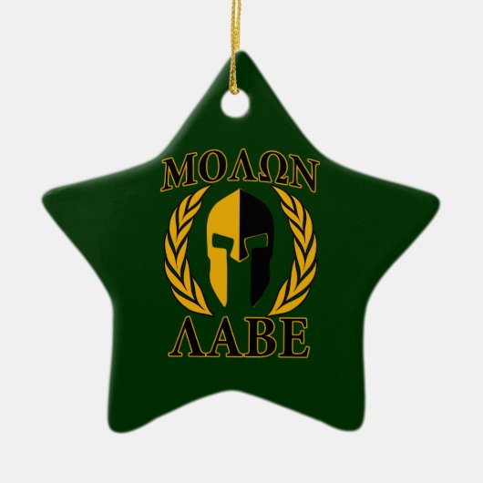 Molon Labe Spartan Laurels op Forest Green Keramisch Ornament (Voorkant)