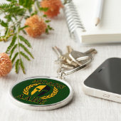 Molon Labe Spartan Laurels op Forest Green Sleutelhanger (Zijkant)