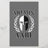 Molon Labe Spartan Mask Armor Laurels Monochrome Briefpapier (Voorkant)